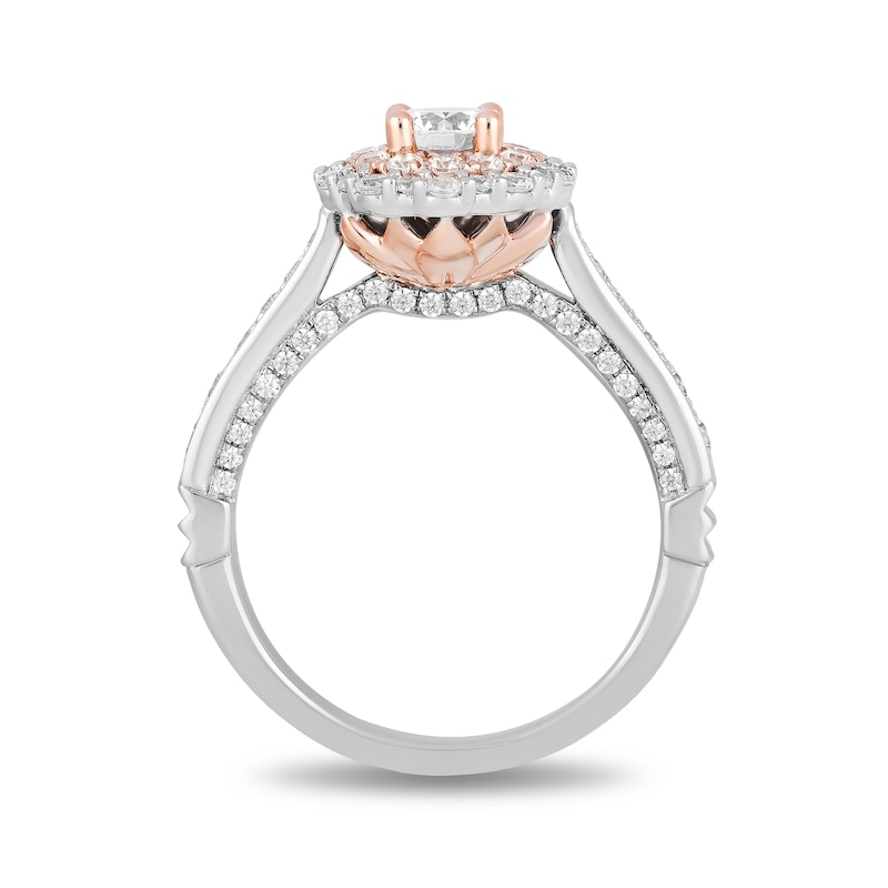 Main Image 3 of Enchanted Disney Jasmine 1-1/4 CT. T.W. Diamond Double Frame Engagement Ring in 14K Two-Tone Gold (I/I1)