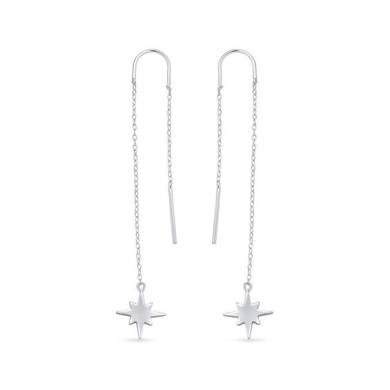 Eight-Point Star Threader Earrings in Sterling Silver