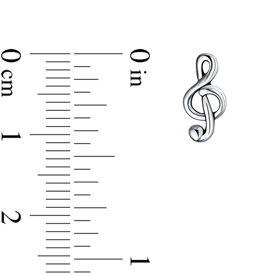 Treble Clef Stud Earrings in Sterling Silver