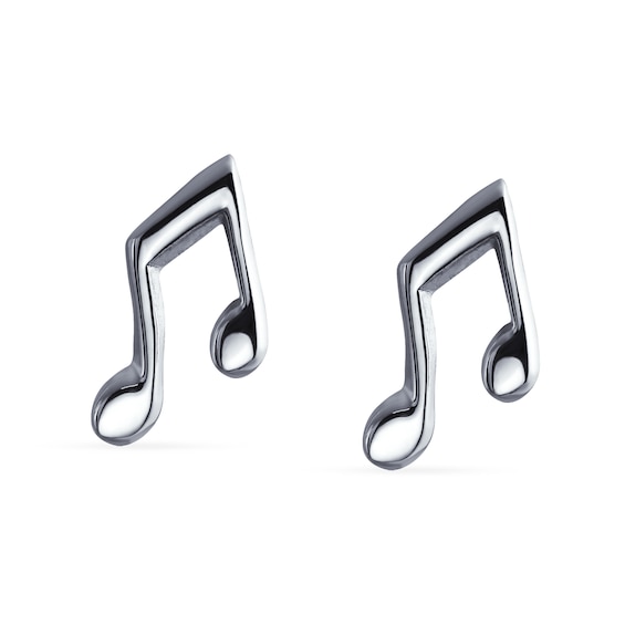 Music Note Stud Earrings in Sterling Silver