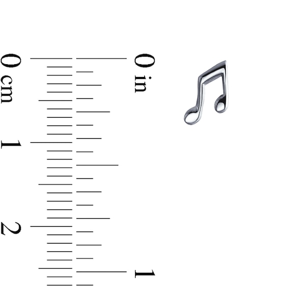 Music Note Stud Earrings in Sterling Silver