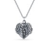 Thumbnail Image 1 of Oxidized Angel Wings Heart Locket in Sterling Silver