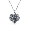 Thumbnail Image 0 of Oxidized Angel Wings Heart Locket in Sterling Silver