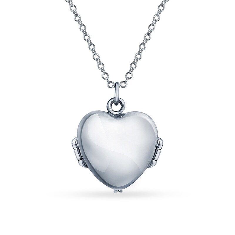 Main Image 2 of Oxidized Angel Wings Heart Locket in Sterling Silver