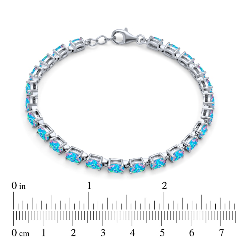 Blue Fossil Opal Rock Candy Bracelet in Silver (Size: Standard 7 - 7.5)