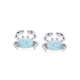 Cushion-Shaped Lab-Created Opal Crab Stud Earrings in Sterling Silver
