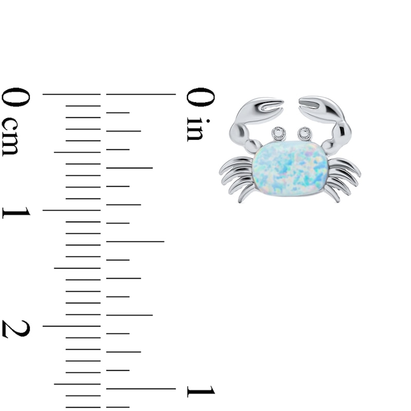 Cushion-Cut Lab-Created Opal Crab Stud Earrings in Sterling Silver