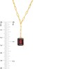 Thumbnail Image 3 of Emerald-Cut Garnet Solitaire Paper Clip Chain "Y" Necklace in Sterling Silver with 18K Gold Plate