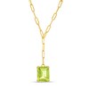 Thumbnail Image 1 of Emerald-Cut Peridot Solitaire Paper Clip Chain "Y" Necklace in Sterling Silver with 18K Gold Plate
