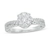 Thumbnail Image 1 of 5/8 CT. T.W. Oval Multi-Diamond Crossover Shank Engagement Ring in 14K White Gold