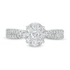 Thumbnail Image 4 of 5/8 CT. T.W. Oval Multi-Diamond Crossover Shank Engagement Ring in 14K White Gold