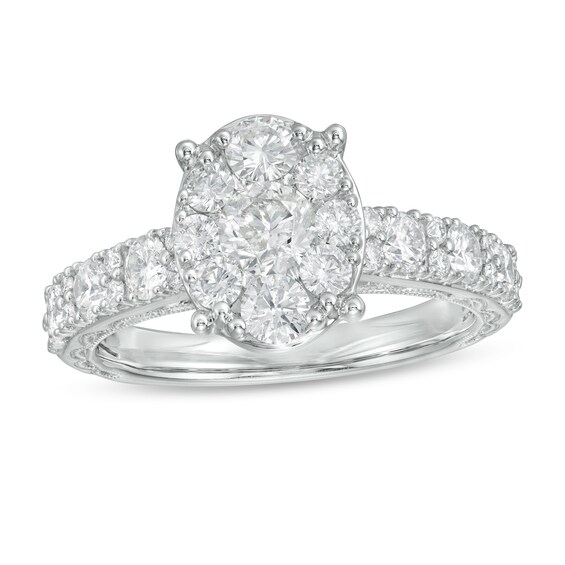 1-1/2 CT. T.w. Composite Oval Diamond Engagement Ring in 14K White Gold