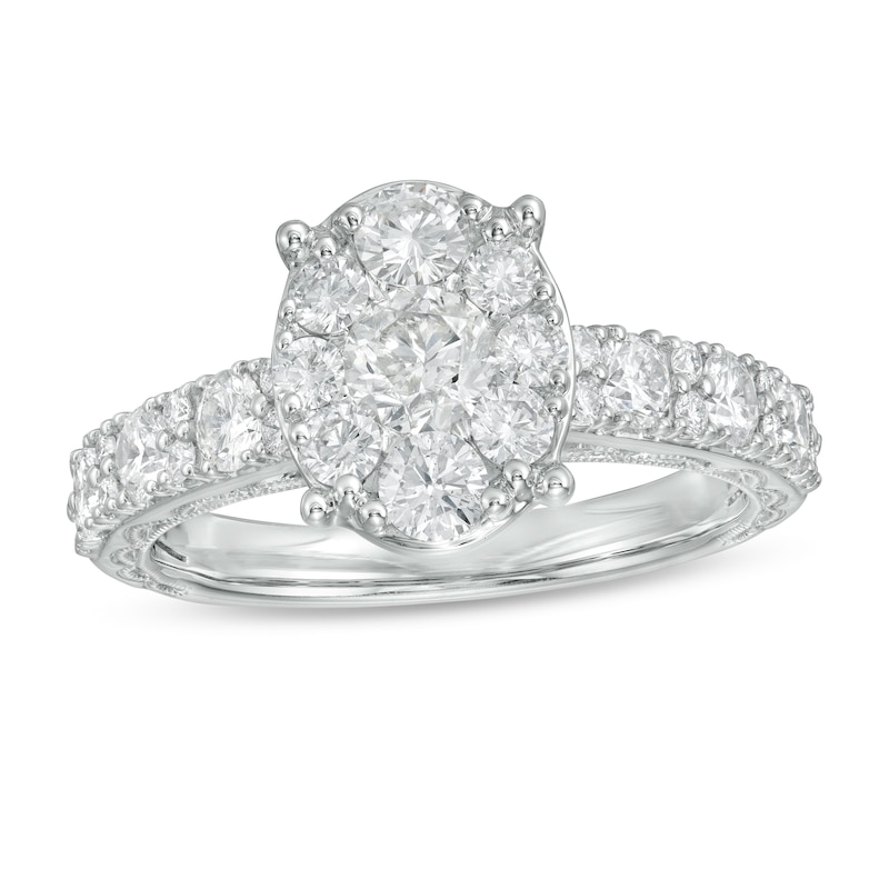 1-1/2 CT. T.W. Composite Oval Diamond Engagement Ring in 14K White Gold