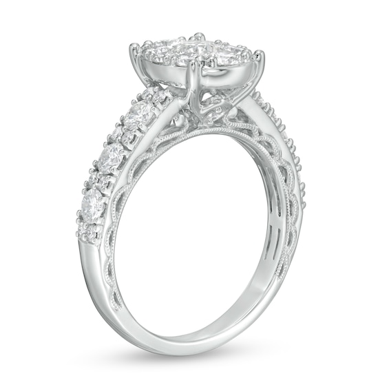 1-1/2 CT. T.w. Composite Oval Diamond Engagement Ring in 14K White Gold