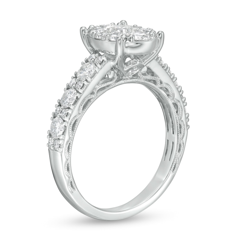 Main Image 3 of 1-1/2 CT. T.W. Composite Oval Diamond Engagement Ring in 14K White Gold
