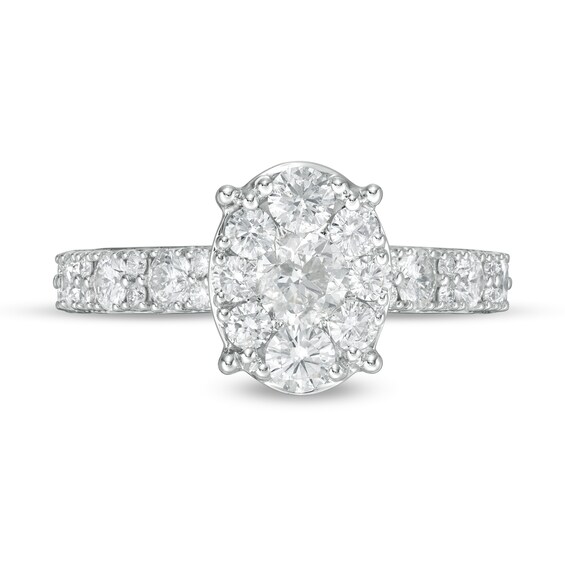 1-1/2 CT. T.w. Composite Oval Diamond Engagement Ring in 14K White Gold