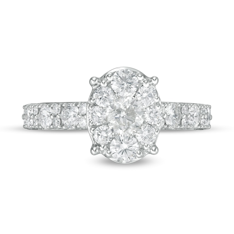 Main Image 4 of 1-1/2 CT. T.W. Composite Oval Diamond Engagement Ring in 14K White Gold