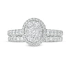 1 CT. T.W. Composite Oval Diamond Frame Bridal Set in 14K White Gold