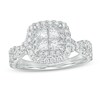 Thumbnail Image 1 of 1-1/2 CT. T.W. Princess-Cut Quad Diamond Double Cushion Frame Engagement Ring in 14K White Gold