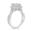 1-1/2 CT. T.W. Princess-Cut Quad Diamond Double Cushion Frame Engagement Ring in 14K White Gold