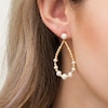 Cultured Freshwater Pearl and Bead Graduated Alternating Open Teardrop Earrings in Sterling Silver with 18K Gold Plate