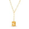 Thumbnail Image 1 of Emerald-Cut Citrine Solitaire Paper Clip Chain "Y" Necklace in Sterling Silver with 18K Gold Plate