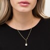 Thumbnail Image 2 of Emerald-Cut White Topaz Solitaire Paper Clip Chain "Y" Necklace in Sterling Silver with 18K Gold Plate