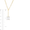 Thumbnail Image 3 of Emerald-Cut White Topaz Solitaire Paper Clip Chain "Y" Necklace in Sterling Silver with 18K Gold Plate