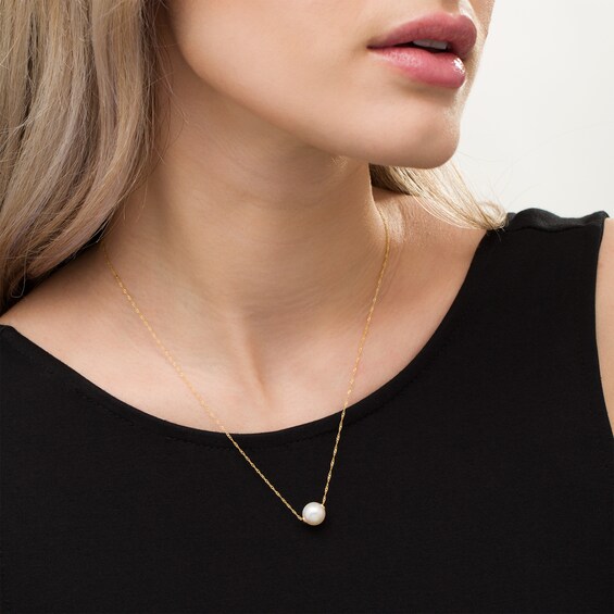 9.5mm Freshwater Cultured Pearl Necklace in 14K Gold