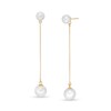 Thumbnail Image 1 of 5.0-8.5mm Freshwater Cultured Pearl Box Chain Drop Earrings in 14K Gold