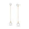 Thumbnail Image 0 of 5.0-8.5mm Cultured Freshwater Pearl Box Chain Drop Earrings in 14K Gold