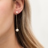 Thumbnail Image 1 of 5.0-8.5mm Cultured Freshwater Pearl Box Chain Drop Earrings in 14K Gold