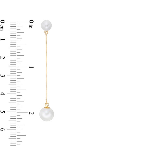 5.0-8.5mm Freshwater Cultured Pearl Box Chain Drop Earrings in 14K Gold