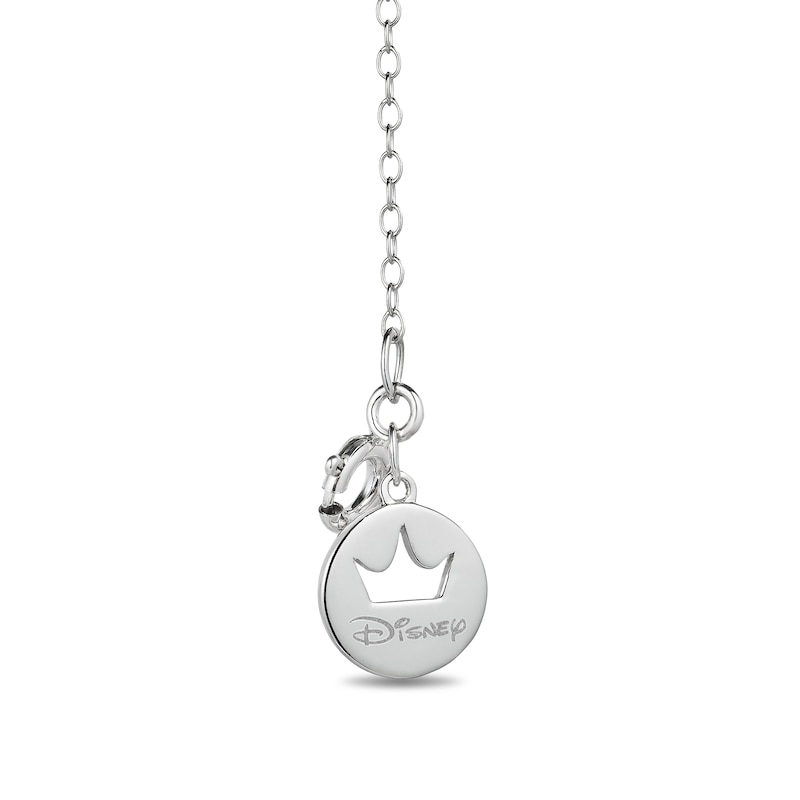 Main Image 2 of Enchanted Disney Cinderella Pear-Shaped London Blue Topaz and 1/10 CT. T.W. Diamond Flower Pendant in Sterling Silver