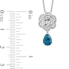 Thumbnail Image 3 of Enchanted Disney Cinderella Pear-Shaped London Blue Topaz and 1/10 CT. T.W. Diamond Flower Pendant in Sterling Silver