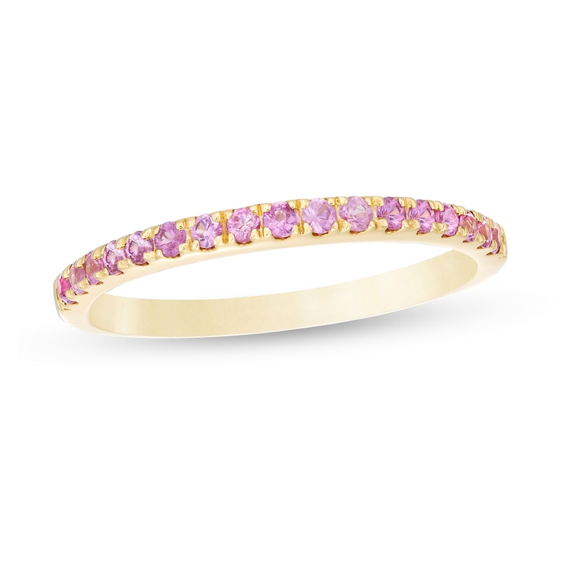 Main Image 1 of Pink Sapphire Petite Stackable Band in 10K Gold