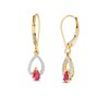Thumbnail Image 1 of Pear-Shaped Ruby and 1/15 CT. T.W. Diamond Double Teardrop Earrings in 10K Gold