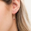 Thumbnail Image 1 of Pear-Shaped Ruby and 1/15 CT. T.W. Diamond Double Teardrop Earrings in 10K Gold