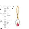 Thumbnail Image 3 of Pear-Shaped Ruby and 1/15 CT. T.W. Diamond Double Teardrop Earrings in 10K Gold