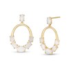 Thumbnail Image 1 of Oval Opal Graduated Five Stone Open Oval Drop Earrings in 10K Gold
