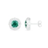 6.0mm Lab-Created Emerald and White Sapphire Open Clover Frame Stud Earrings in Sterling Silver