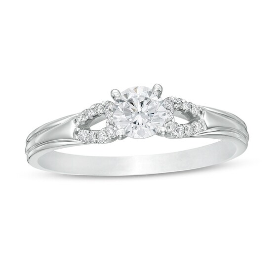 1/2 CT. TW. Diamond Open Loop Shank Engagement Ring in 14K White Gold (I/I2)