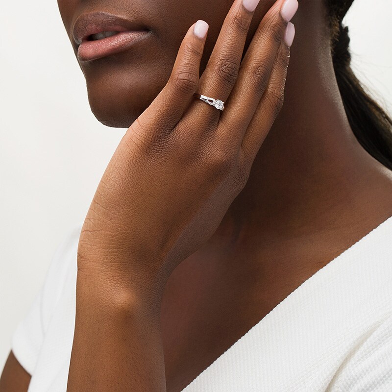 Main Image 2 of 1/2 CT. TW. Diamond Open Loop Shank Engagement Ring in 14K White Gold (I/I2)