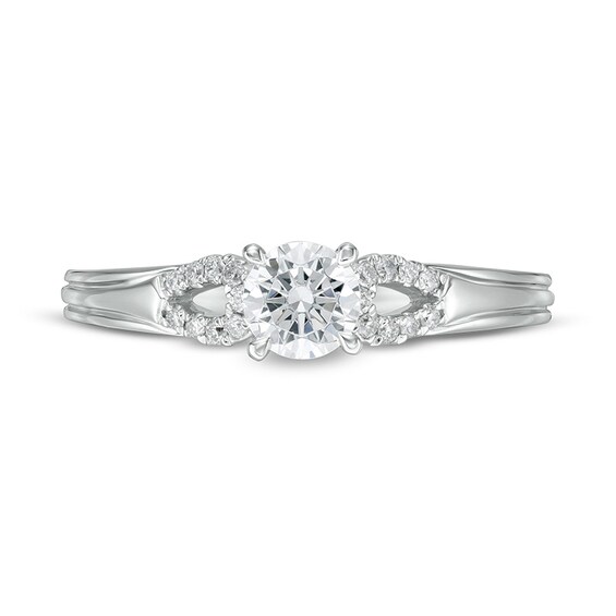 1/2 CT. TW. Diamond Open Loop Shank Engagement Ring in 14K White Gold (I/I2)