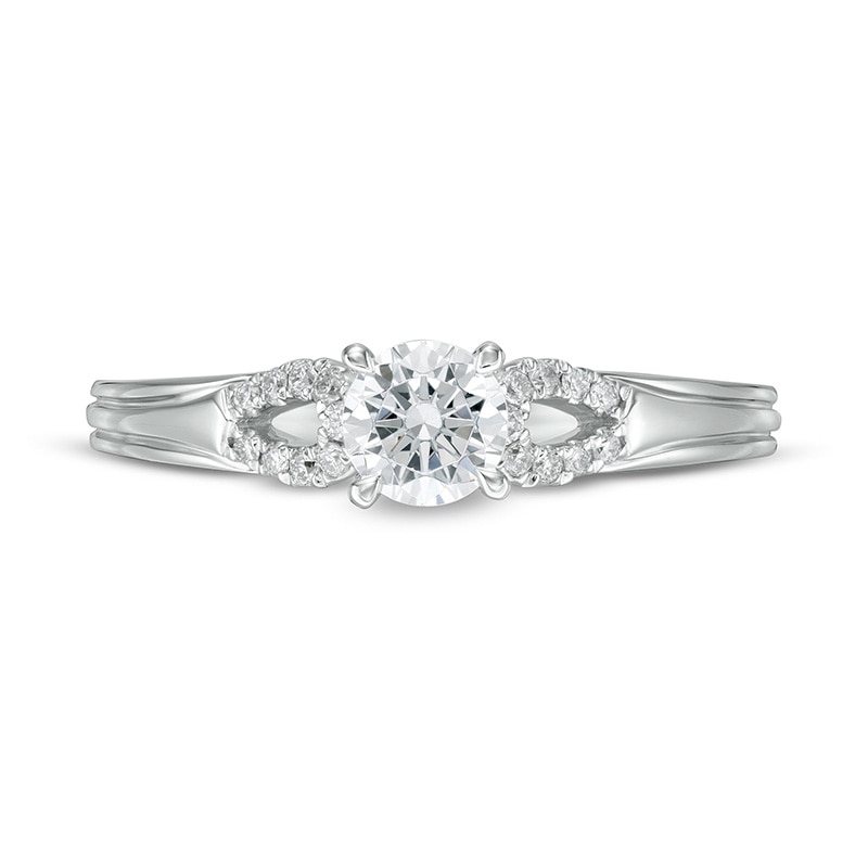 Main Image 4 of 1/2 CT. TW. Diamond Open Loop Shank Engagement Ring in 14K White Gold (I/I2)