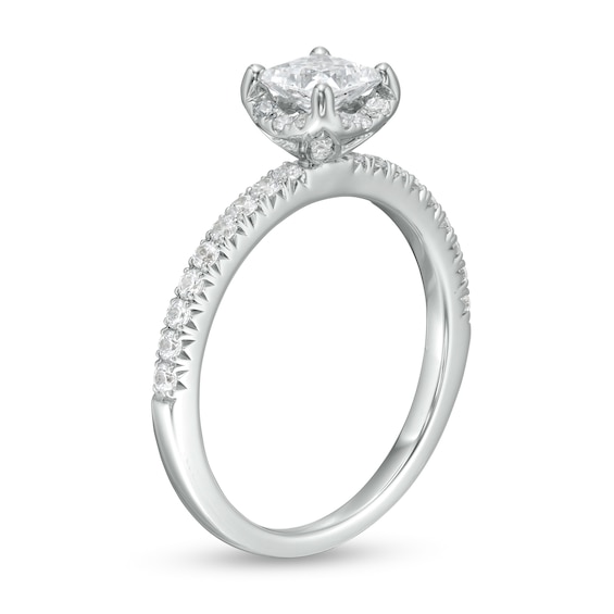 1 CT. T.w. Princess-Cut Diamond Cushion Frame Engagement Ring in 14K White Gold (I/I2)