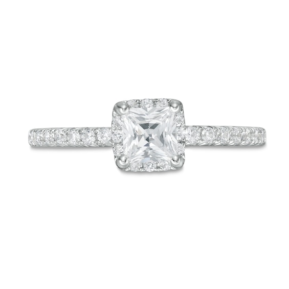 1 CT. T.w. Princess-Cut Diamond Cushion Frame Engagement Ring in 14K White Gold (I/I2)