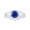 Thumbnail Image 2 of 7.0mm Lab-Created Blue and White Sapphire Geometric Pointed Split Shank Bridal Set in Sterling Silver