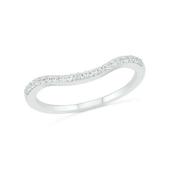 7.0mm White Lab-Created Sapphire Geometric Pointed Split Shank Bridal Set in Sterling Silver