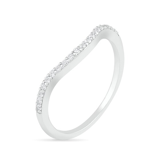 7.0mm White Lab-Created Sapphire Geometric Pointed Split Shank Bridal Set in Sterling Silver